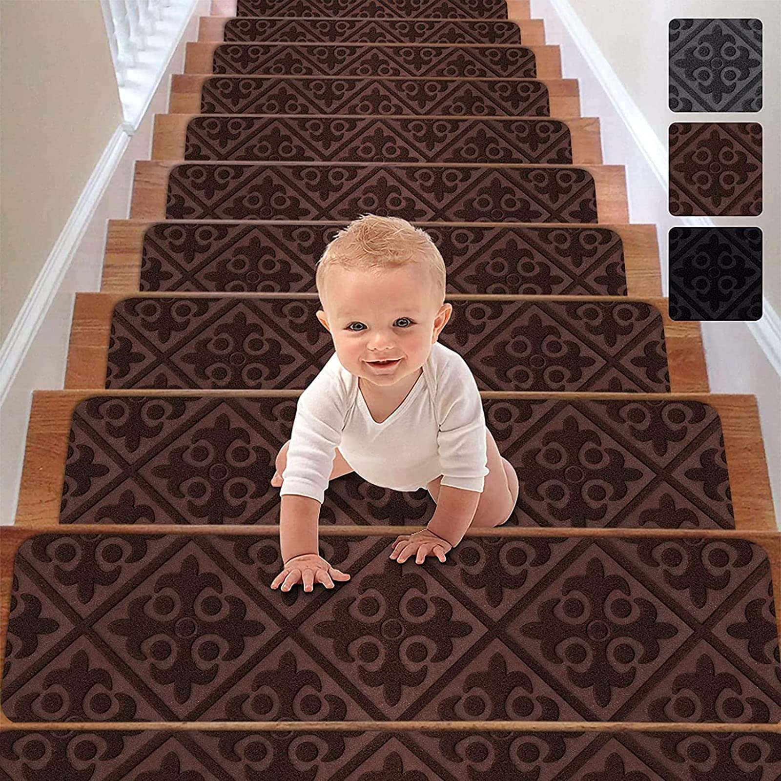 Alfombrilla autoadhesiva de escalera con base de gran agarre y pisada suave