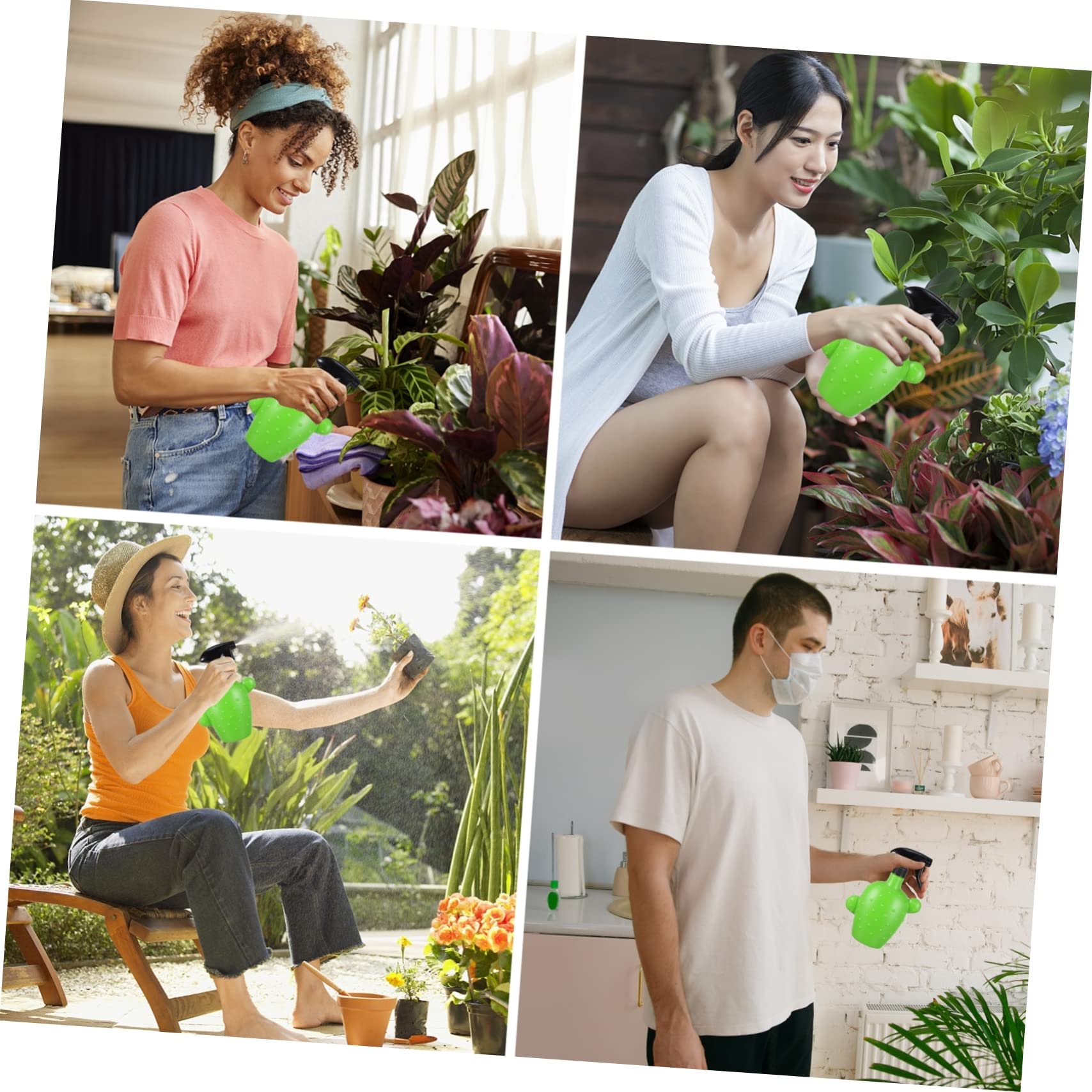 ABOOFAN 3pièces Bouteille Pulvérisateur Forme De Cactus Pour Arrosage Et Jardinage Outil Pratique De Jardinage Pour Plantes Intérieur Et Extérieur