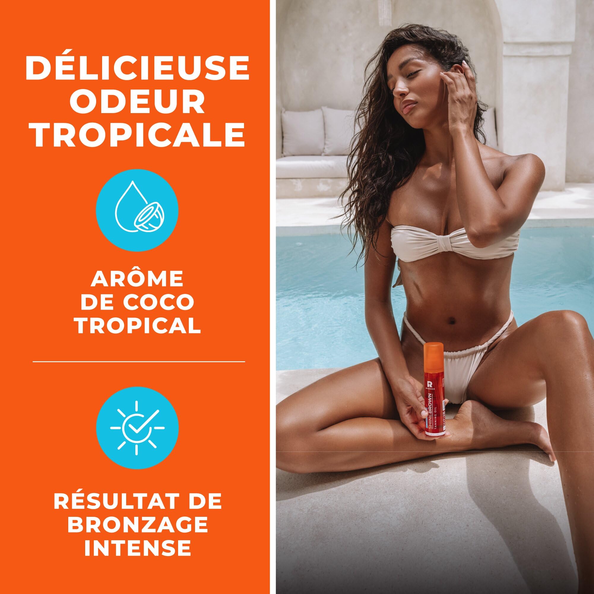 BYROKKO Shine Brown Huile de bronzage bêta-carotène (150 ml), huile d'accélérateur de bronzage pour banc de soleil et soleil d'extérieur - Huile ultime pour un bronzage impeccable et un éclat