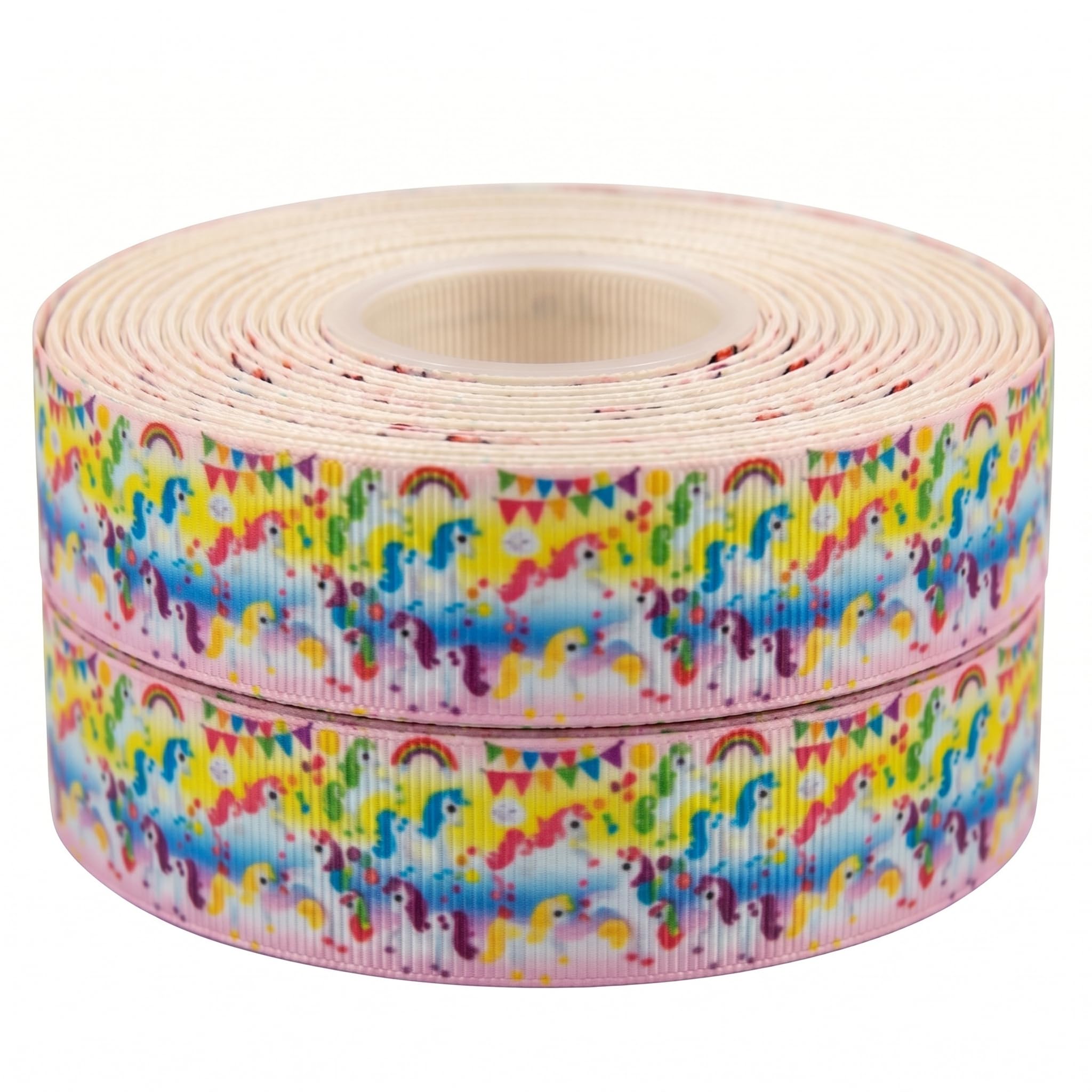 Multi Colour Unicorn Rainbow Ribbon 2m x 22mm, 22mm Wide Grosgrain Balloon Ribbon for Unicorn Cake Topper, Balloons, Girls Hair Bows and Hair Bows for Girls Crafts