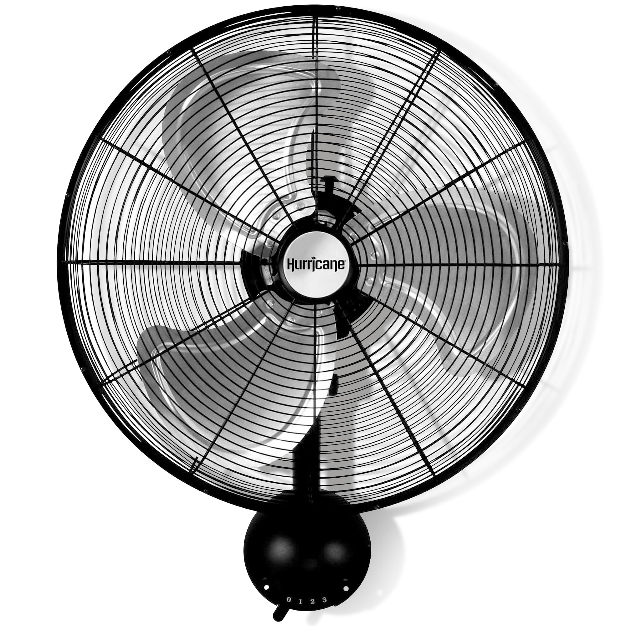 Hurricane Pro High Velocity Oscillating Metal Wall Mount Fan w/ 3 Speeds, Black, 20" - Corded Electric Air Cooling Unit w/ Powerful 4500 CFM Airflow for Home, Garage, Gym, Workshop & Greenhouse