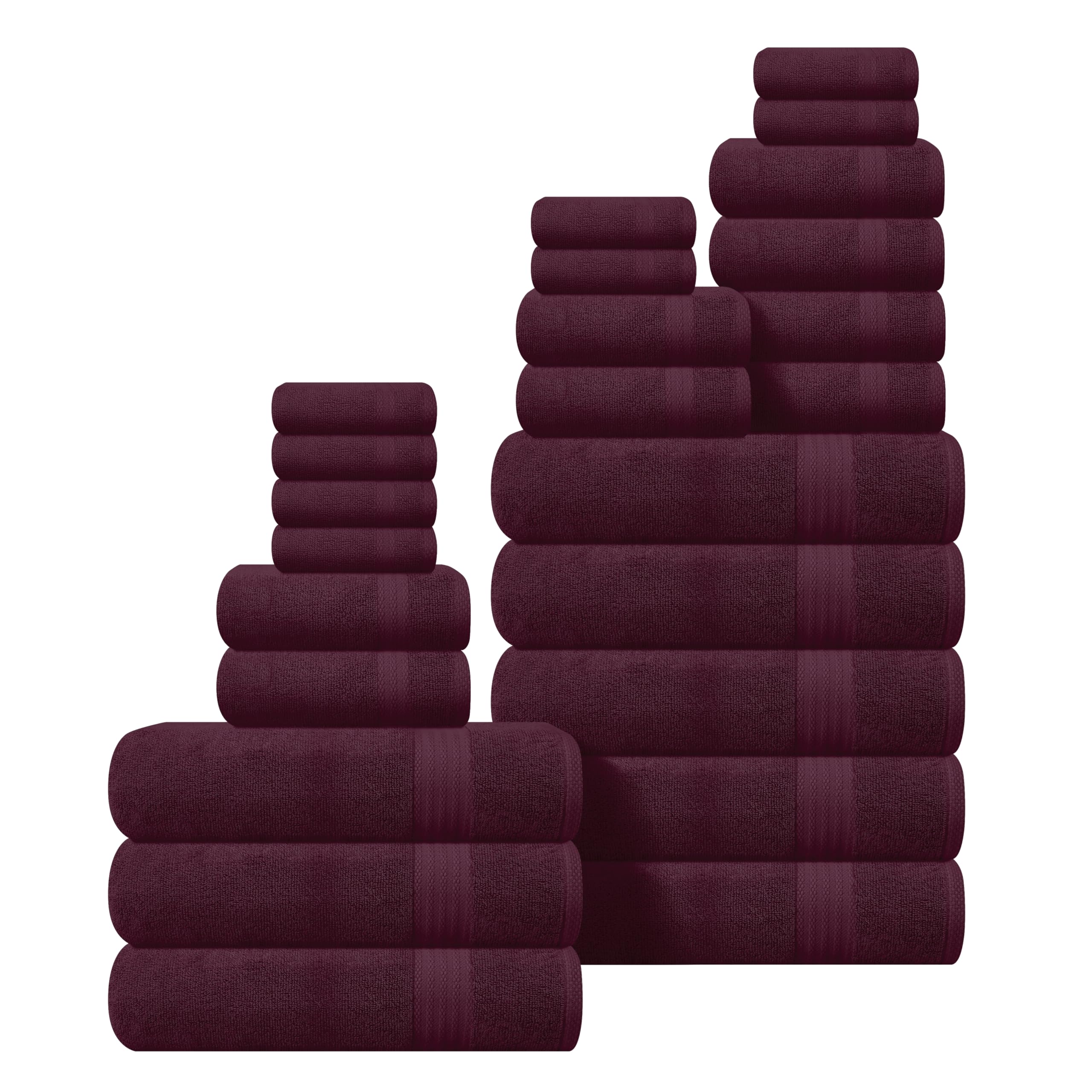 Photo 1 of ***STOCK PHOTO FOR REFERENCE ONLY*** GLAMBURG Ultra Soft 24-Piece Towel Set - 100% Pure Ringspun Cotton, Contains 8 Oversized Bath Towels 27x54, 8 Hand Towels 16x28, 8 Wash Cloths 13x13 - Ideal for Everyday use, Hotel & Spa - Black