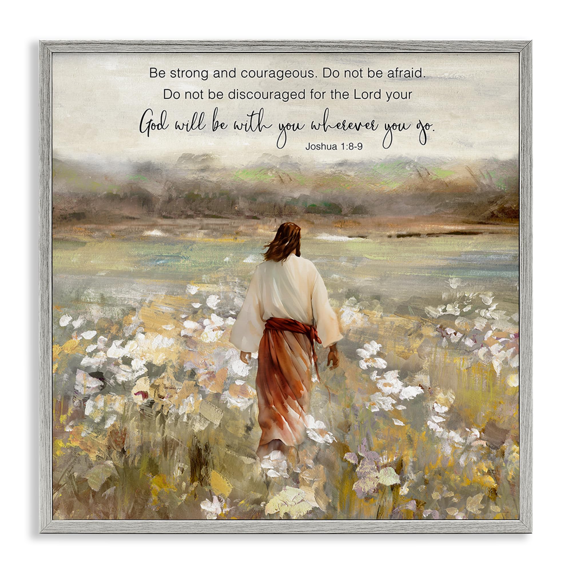 Stupell Industries Farmhouse Gray (Textured) 'God With You Wherever', Framed Giclee Art, Gray, 12 X 12 Inches, Easy To Hang And Sturdy, Made In Usa, By Sally Swatland