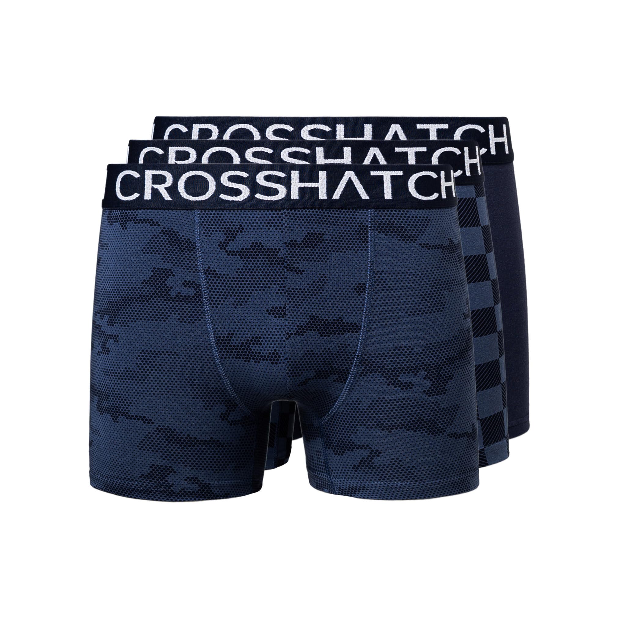 Crosshatch Mens 3 Pack Boxer Shorts Underwear Underpants Trunks Multipack Boxers(XL,Bresler-Navy)