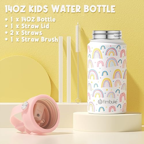 Miniatura 5 de Fimibuke Lonchera Bento para Niños con 4 Compartimentos, Bolsa de Almuerzo Aislada, Botella de Agua Aislada de Acero Inoxidable, Paquete de Hielo y