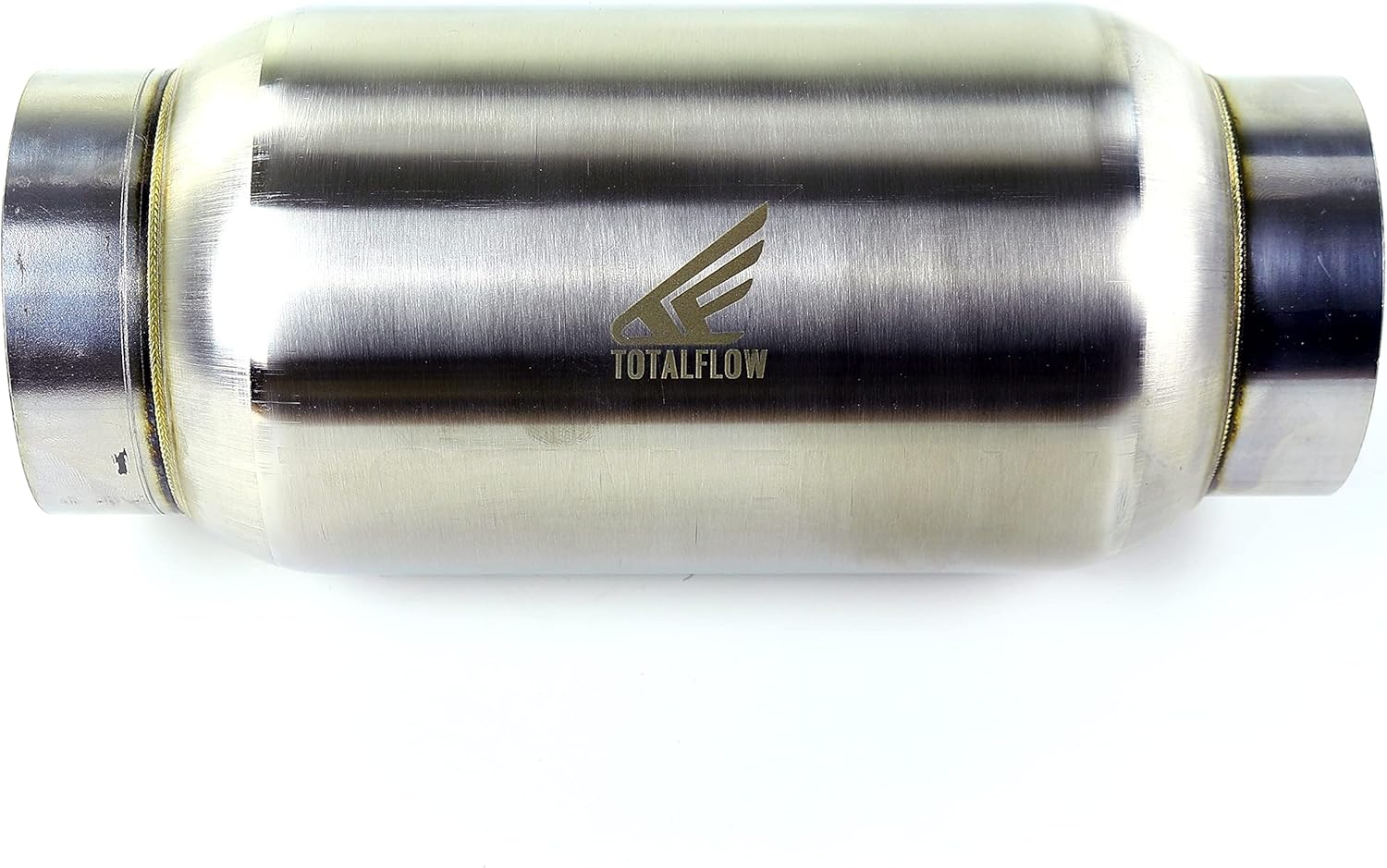 TOTALFLOW 943 Mini Race Exhaust Muffler | 409 Stainless Steel | 2.25" Inner Diameter Inlet - 2.25" Outer Diameter Outlet | Resonator