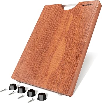 Brosisincorp Solid Sapele Wood Cutting Board - Large 15.74" x 11.81" x 1.18" Thick, Non-Toxic, Heavy-Duty Butcher Block with Rubber Feet for Kitchen