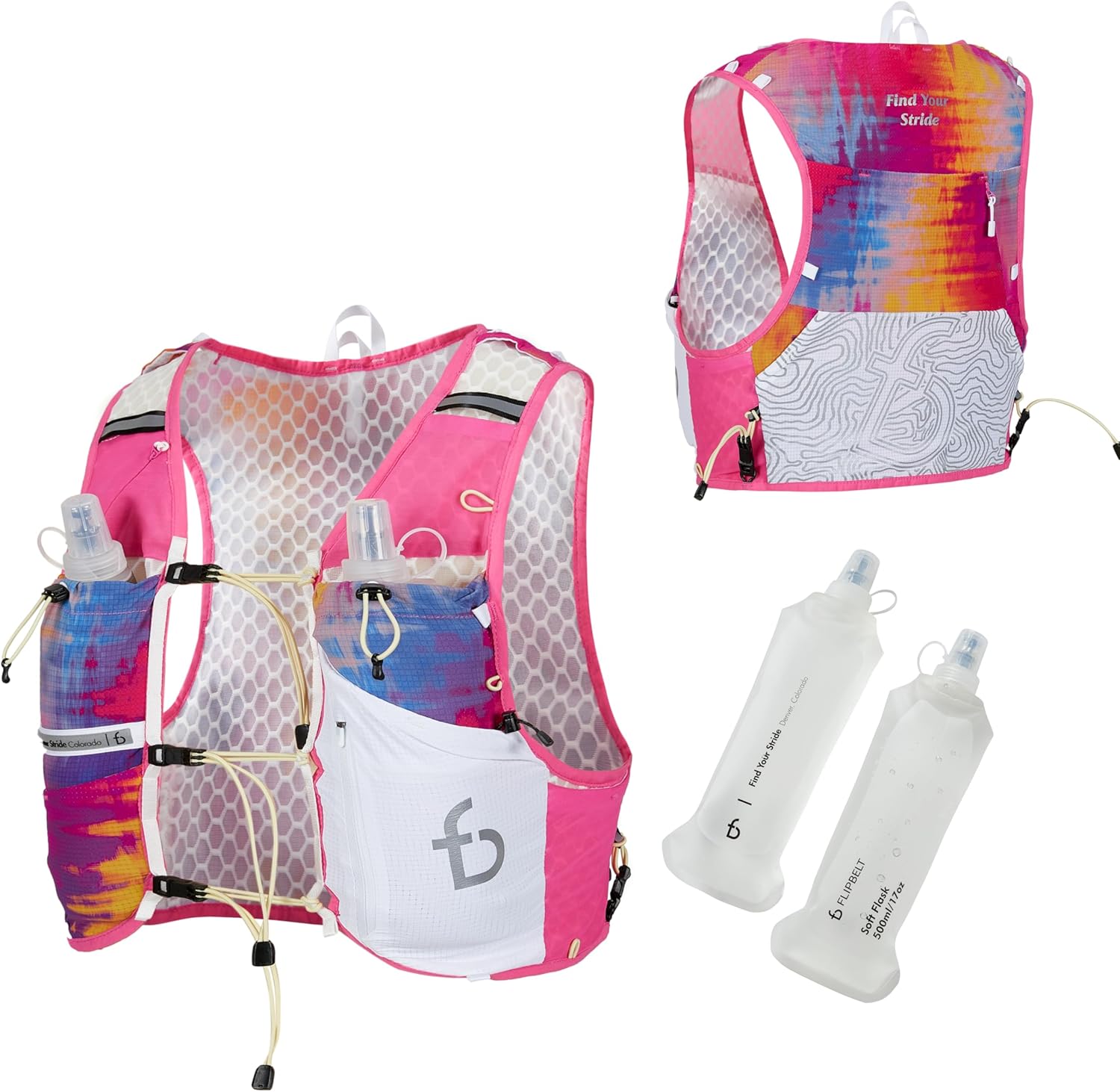FlipBelt Tahoe Hydration Vest – Ultralight Running Vest for Men & Women – Includes Two 500ml Soft Flasks – Trail, Marathon, and Long-Distance Race Pack