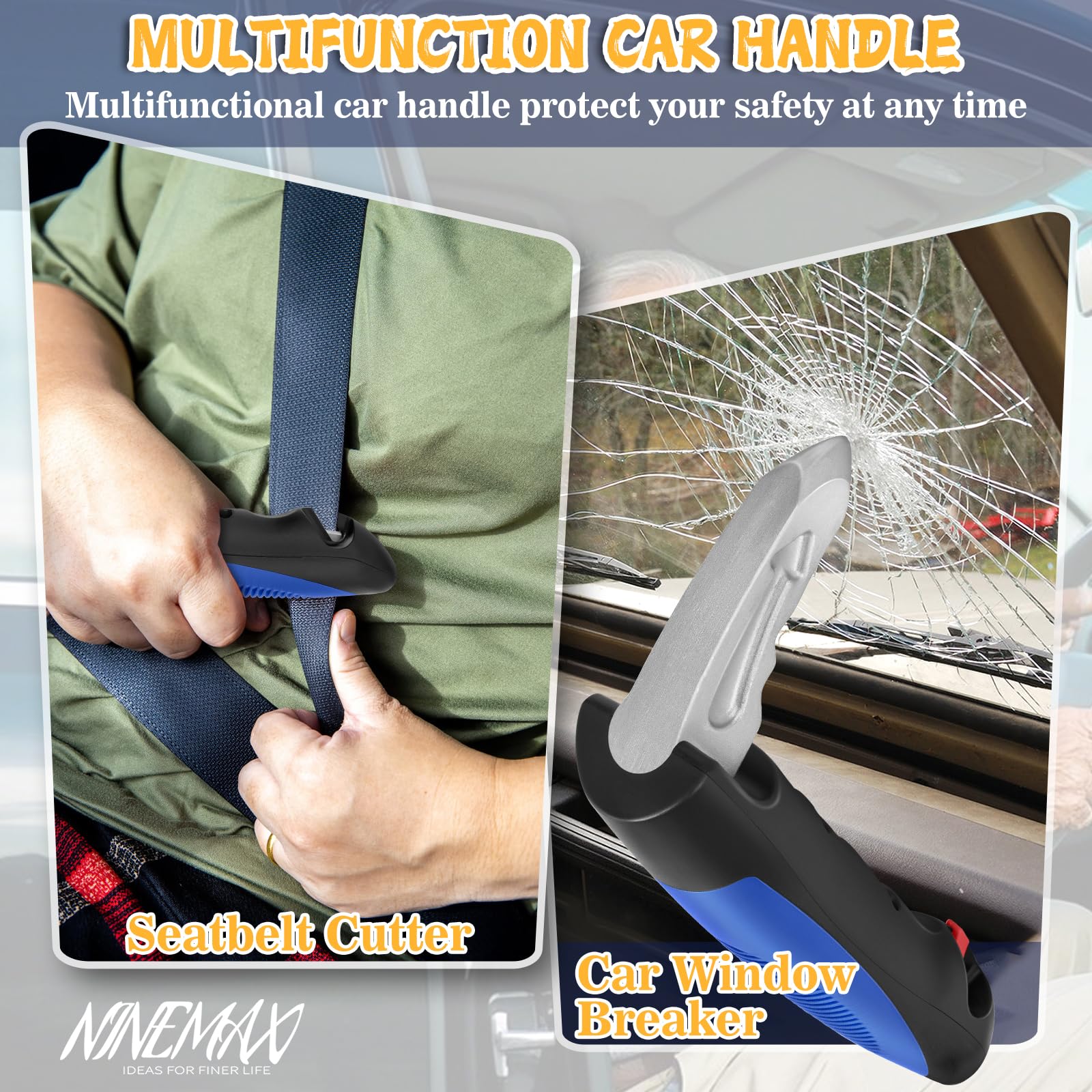 NINEMAX Maniglia Di Supporto per Auto Maniglia per Uscire Dall Auto,1Pc Car Assistance Handle con Lama per Anziani Disabili(Blu D)
