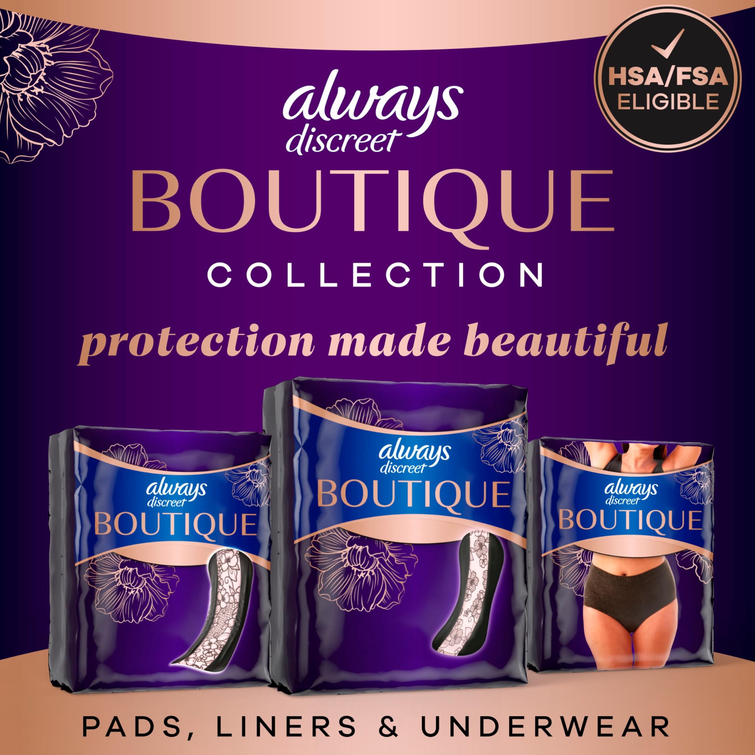 Always Discreet Boutique - Fodere per incontinenza, assorbenti molto leggeri, 96 punti, lunghezza lunga (3 confezioni da 32 – 96 pezzi totali)