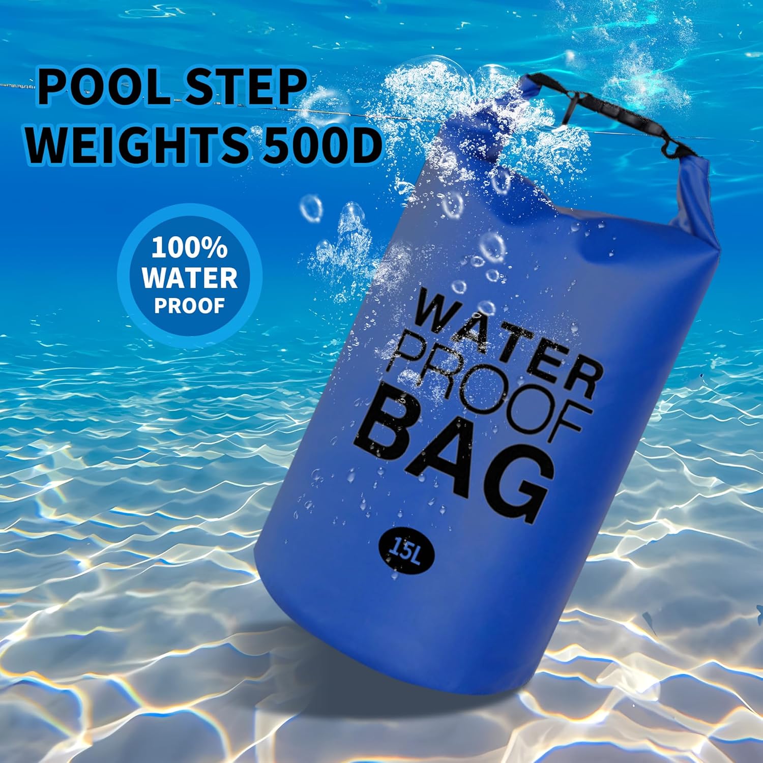 Pool Step Weights, Pool Ladder for Above Ground Pools, Sand Bags Step Anchors Waterproof Sand Bags for Pool Steps with Heavy-Duty Nylon & Strap for Swimming, Hiking (Navy-15L-2pcs) - Image 2