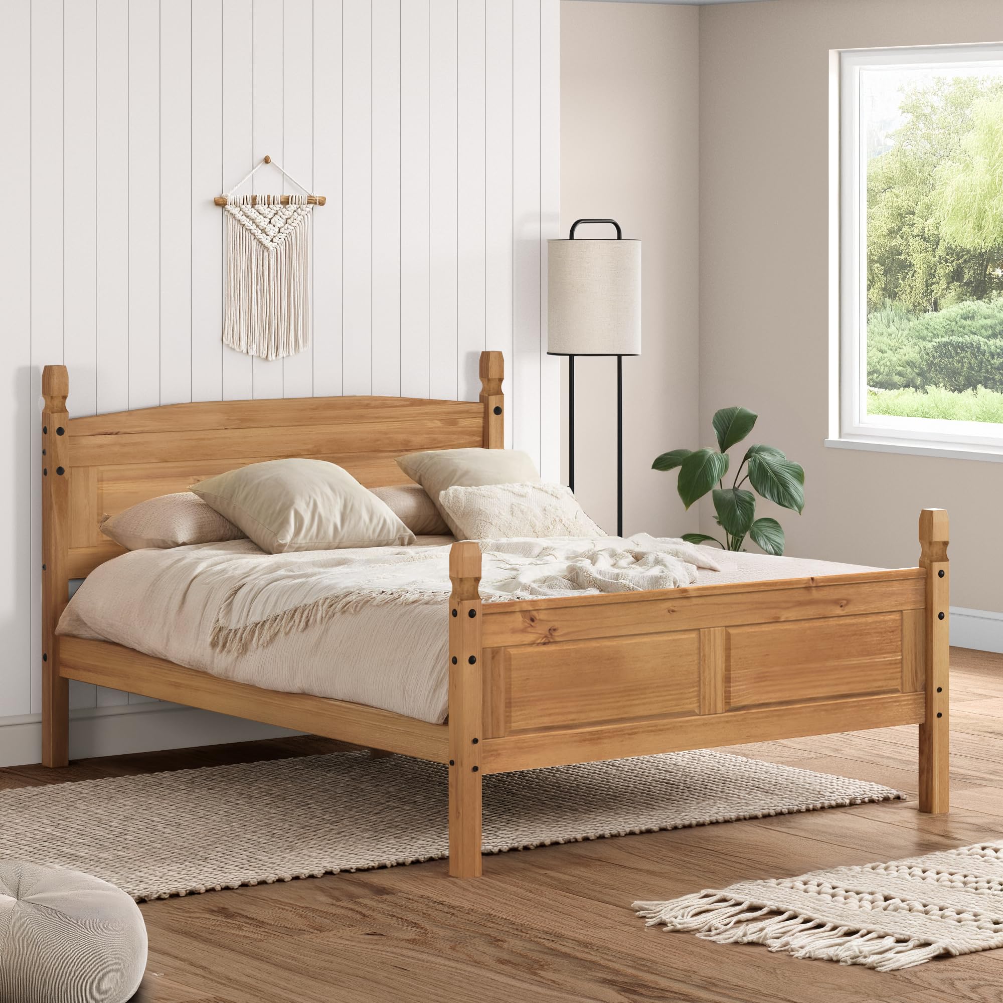 Corona King Size 5'0" High End Bed Frame Solid Wood Mexican Pine Wooden Slats Bedroom Rustic 116cm High. 162cm Wide. 212cm Deep.