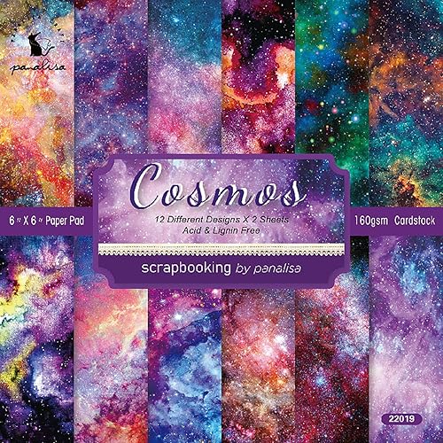 YASMEN Scrapbook Paper Pad, 24 Sheets Space Galaxy Themed Mixture