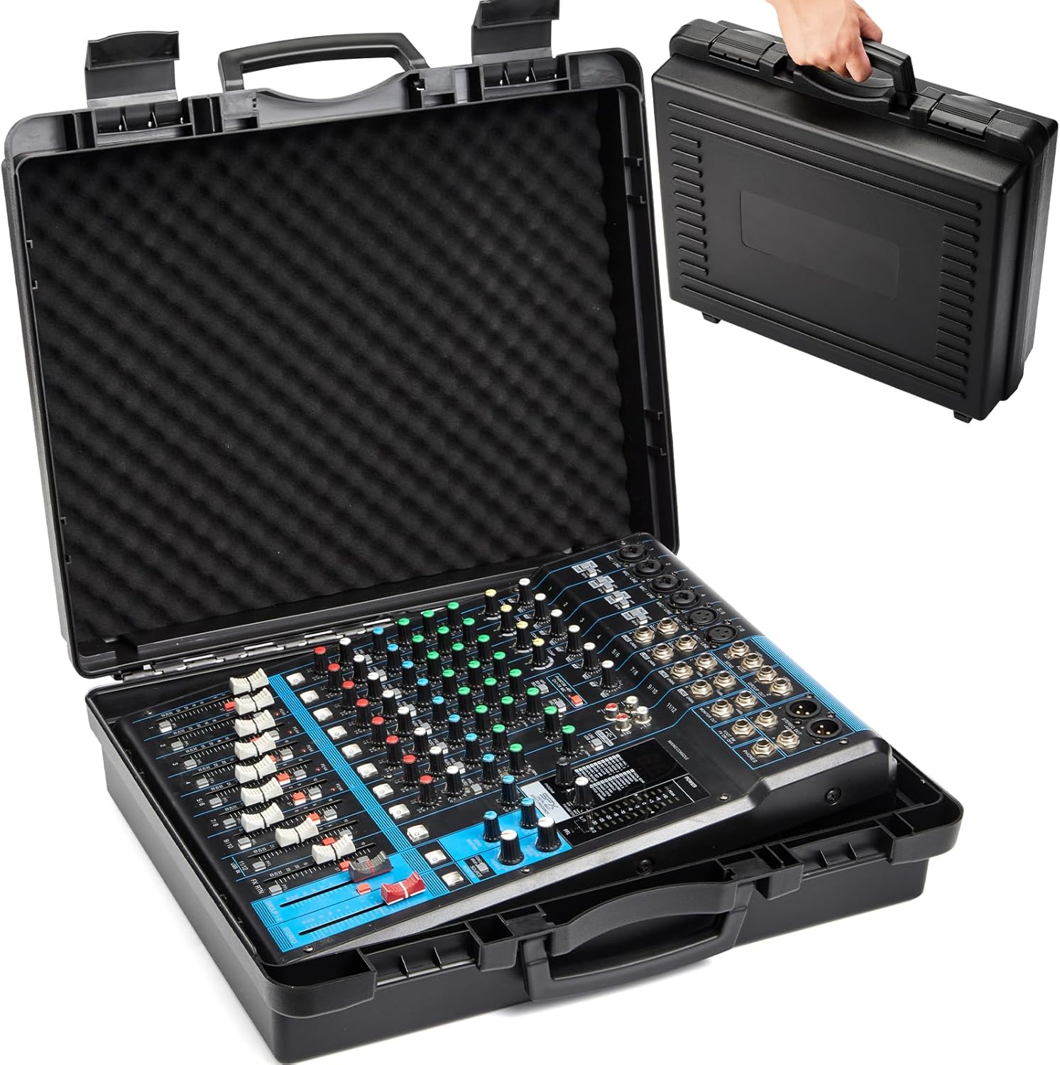 Mixer Case for Yamaha MG12XU 12-Input Stereo Mixer | Protective Hard Shell Carrying Storage Case for 12 Channel Mixer with Foam | Fits Mixer Size up to 16.7’’ X 12.2" X 5.2" (CASE ONLY)