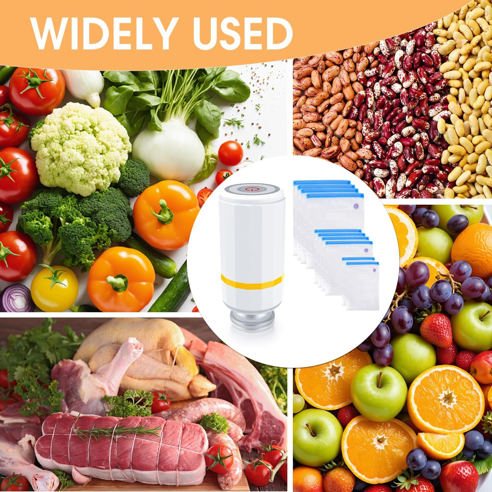 Macchina Sottovuoto Alimentare Portatile - Con 10 Sacchetti Riutilizzabili, Ricarica USB, Per Conservazione Cibo - Foto 13