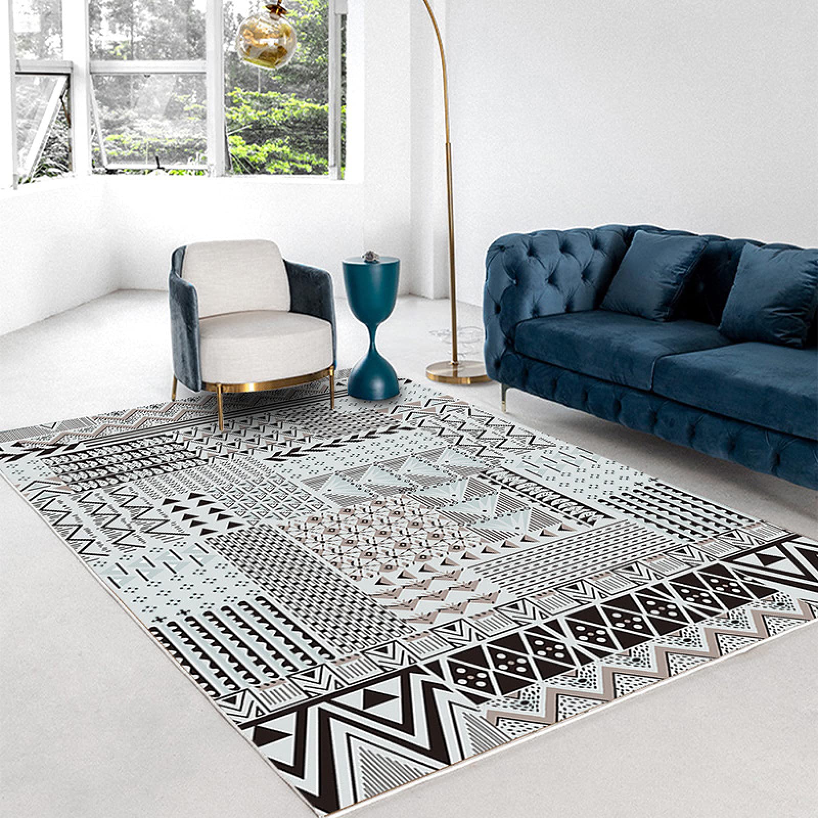 Tapis lavable et antidérapant grand format pour salon et chambre moderne