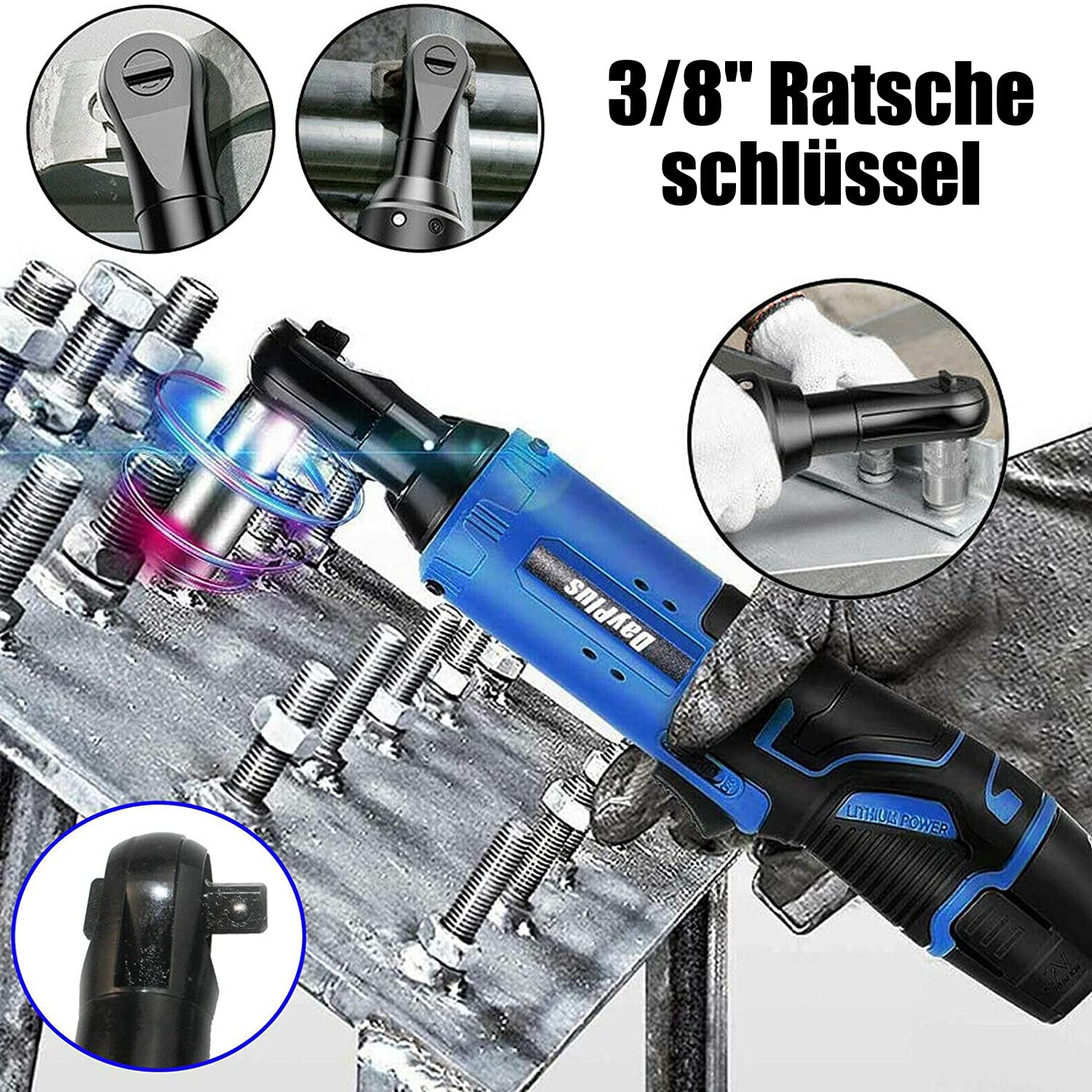 HSHa Llave de carraca con batería para instalación de travesaño, controlador de motor multifunción, herramienta de bricolaje, llave de carraca eléctrica con luz de trabajo LED, llave de carraca con