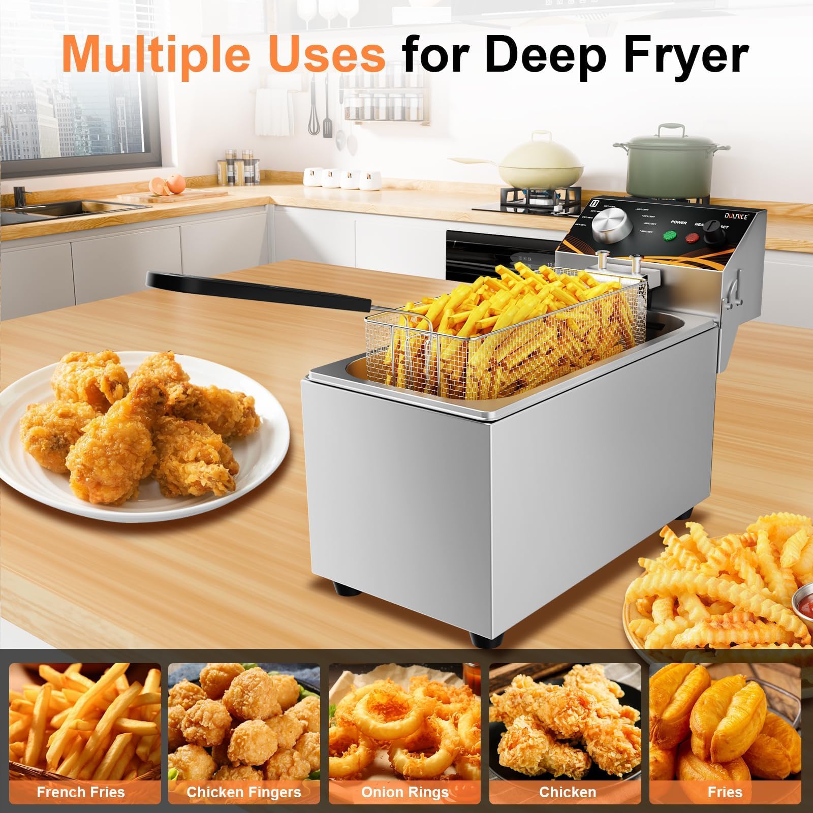 3.5L Gastro Friteuse,Professionelle Elektrische Fritteuse Temperaturregelung 60–200 °C Schnelle Aufheizung Für Pommes Frites 2000W