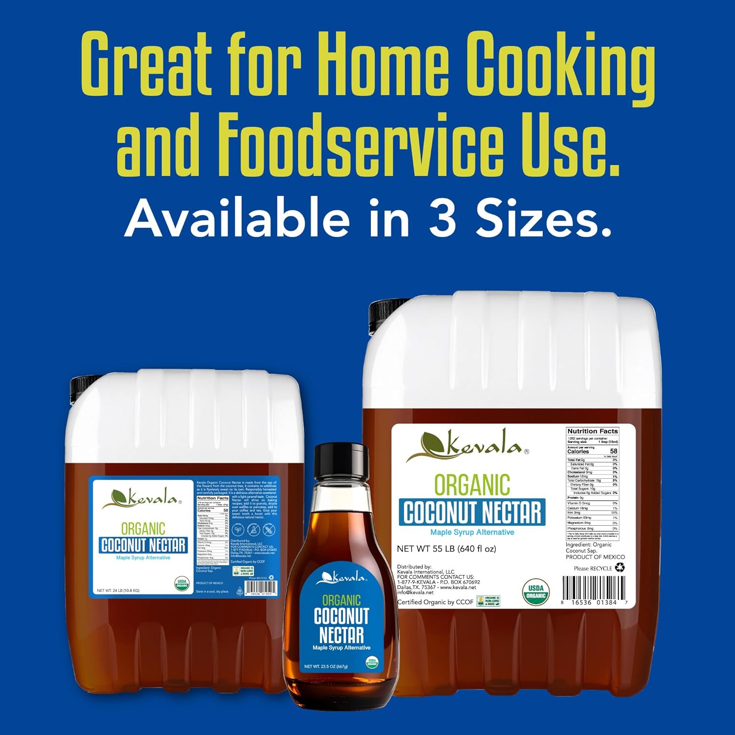 Kevala Organic Coconut Nectar - Natural Sweetener with No Added Sugar, For Baking and Cooking at Home and in Restaurants, Delicate Caramel Flavor with Tropical Notes, Bulk Size for Foodservice, 55 lb - Image 6