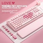 YUNZII B87 Mécanique sans fil QMK/VIA Logiciel personnalisé de jeu clavier, Gasket RGB Clavier avec Mignon MOA Casquettes,Reste de poignet,BT5.0/2.4G/USB-C NKRO pour Win/Mac (Pink, crème de cacao) V2 Interrupteur)