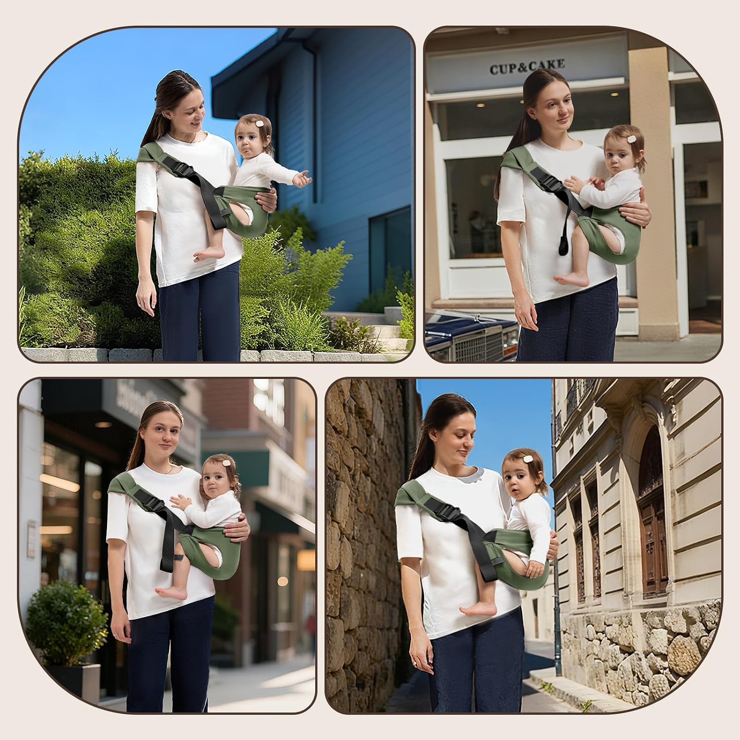 Toddler Carrier for 25-60 lbs,Comfortable&Lightweight Baby Sling Carrier,Adjustable with Left/Right Shoulder Straps,One Size Fits All,Ideal for Shopping and Travel-Green