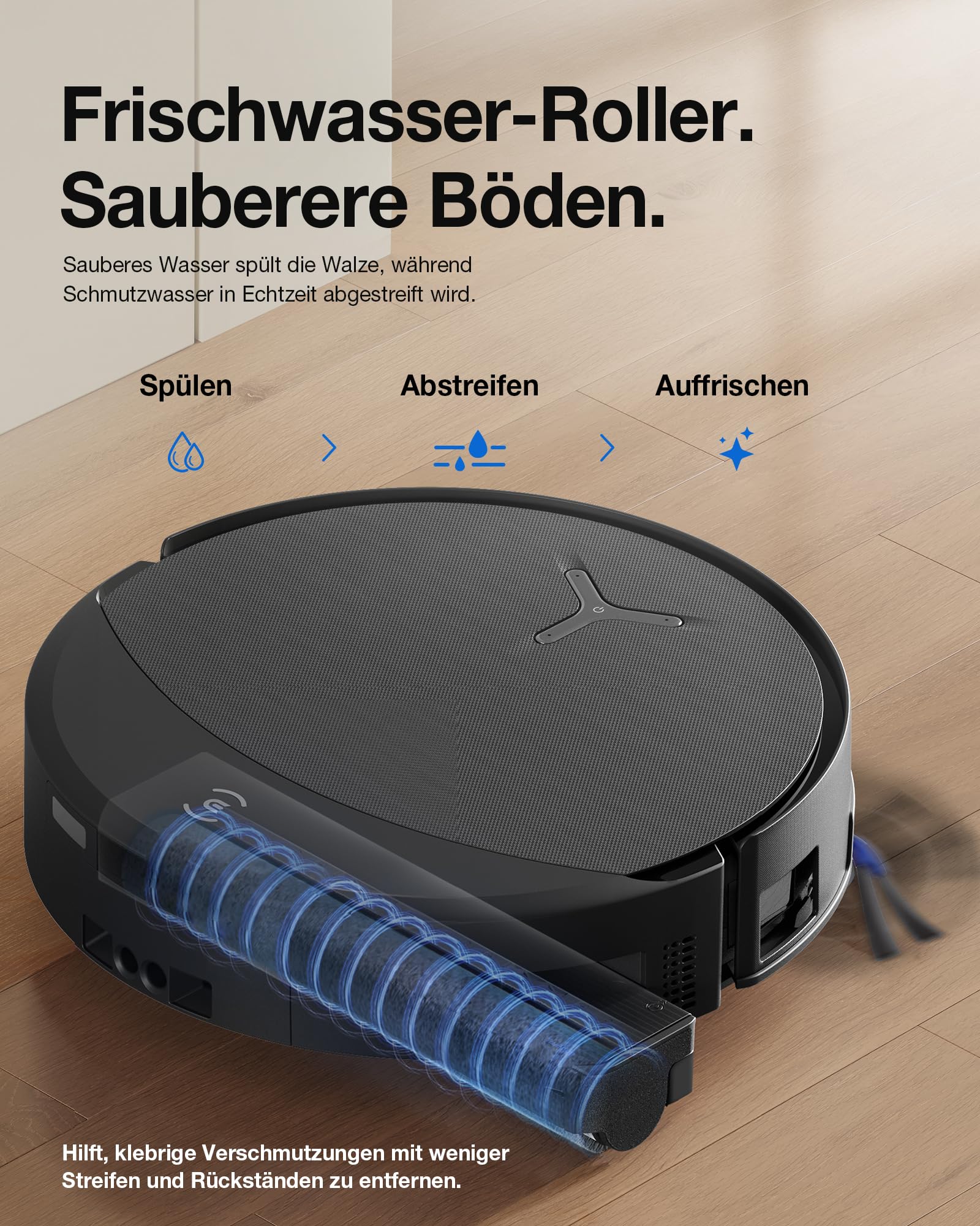 ECOVACS DEEBOT T90 PRO Omni Saugroboter mit Wischfunktion, Roboterstaubsauger 30.000 Pa, Schnellladen mit PowerBoost, OZMO Roller 3.0 mit TruEdge, automatische Dosierung der Reinigungslösung, Schwarz