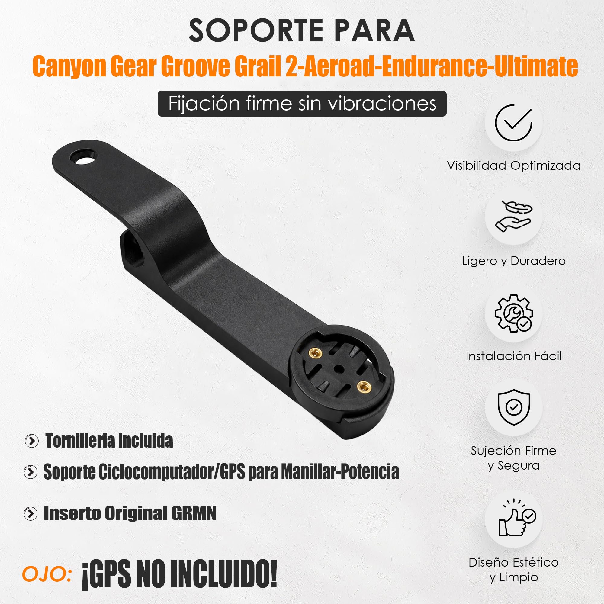 Soporte de Manillar Reforzado V3 Compatible con Canyon Gear Groove (Grail Gen 2, Aeroad, Endurace, Ultimate) - Anclaje Frontal Bicicleta para GPS, Ciclocomputadores, Luces Nylon PA12 + CF