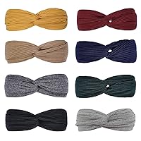 Vista 7 de Huachi Diademas para mujer con nudos torcidos, bandas elásticas bohemias para el cabello, antideslizantes, para niñas, turbante entrecruzado, liso