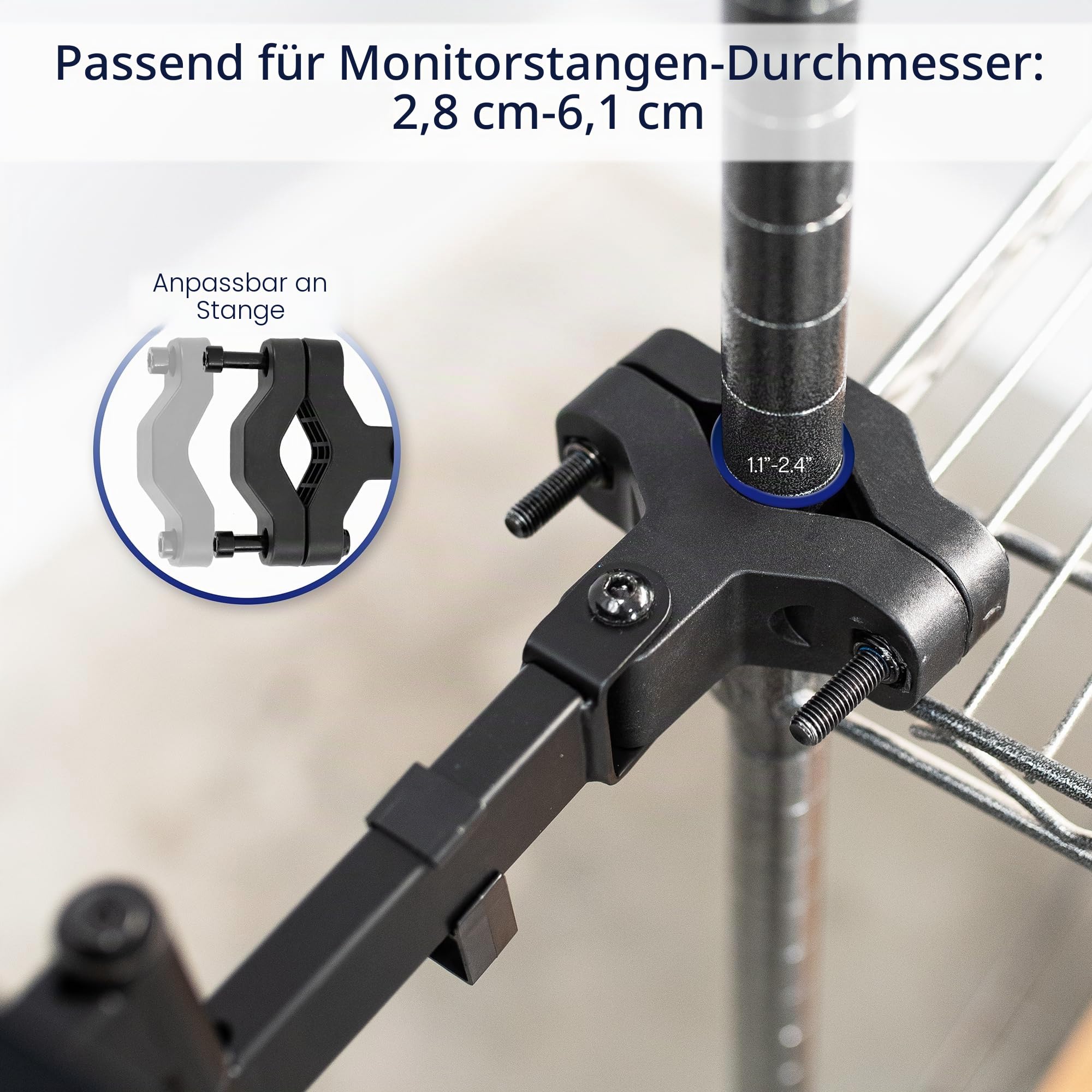 Vivo, Universal, Tastatur- und Mausablage mit Stangenmontage, 66 cm, 360-Grad-Drehung, neutrale Schreibposition, schwarz, Mount-POLEKB