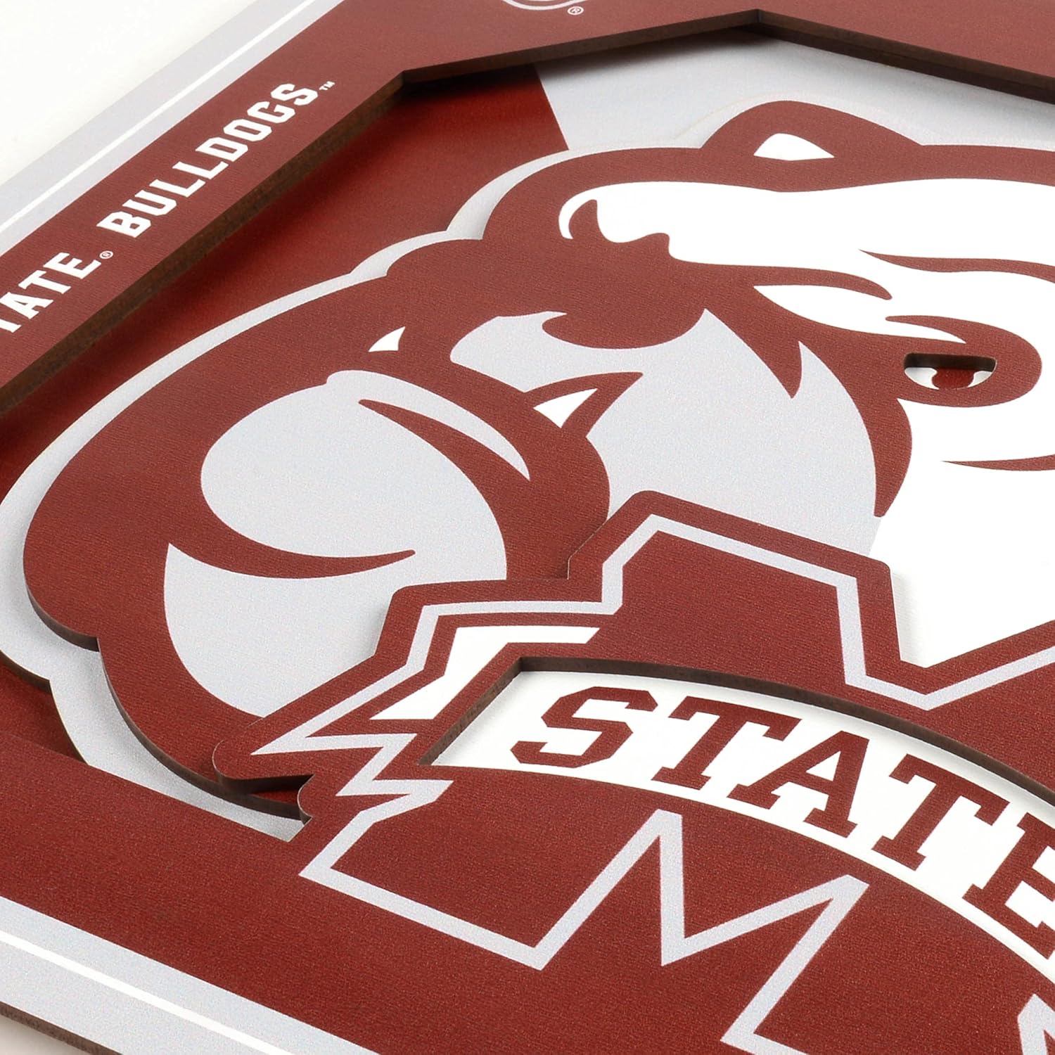 YouTheFan NCAA Mississippi State Bulldogs 3D Logo Series Wall Art - 12x12 - Image 4