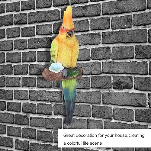 Miniatura 9 de TOPINCN Estatuas de jardín colgantes de loro forma estatua de jardín escultura al aire libre césped jardín escena árbol DIY decoración