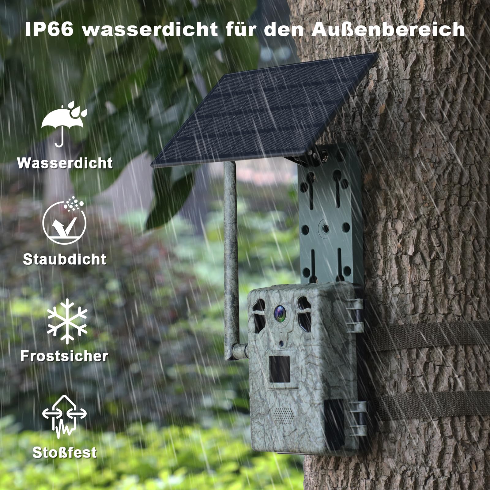 ZAIYW 4G LTE Solar Wildkamera 2,7K HD Live Video 120° 20M Bewegungsmelder 940nm No Glow Nachtsicht IP66 Wasserdicht