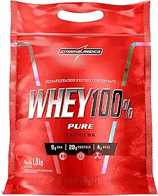 Integralmédica - Whey Protein Concentrado Baunilha 100% Pure - 21g de Proteína por Scoop, Suplementação Alimentar Pós-Treino, Fórmula Enriquecida com BCAAs - Pouch 1,8kg