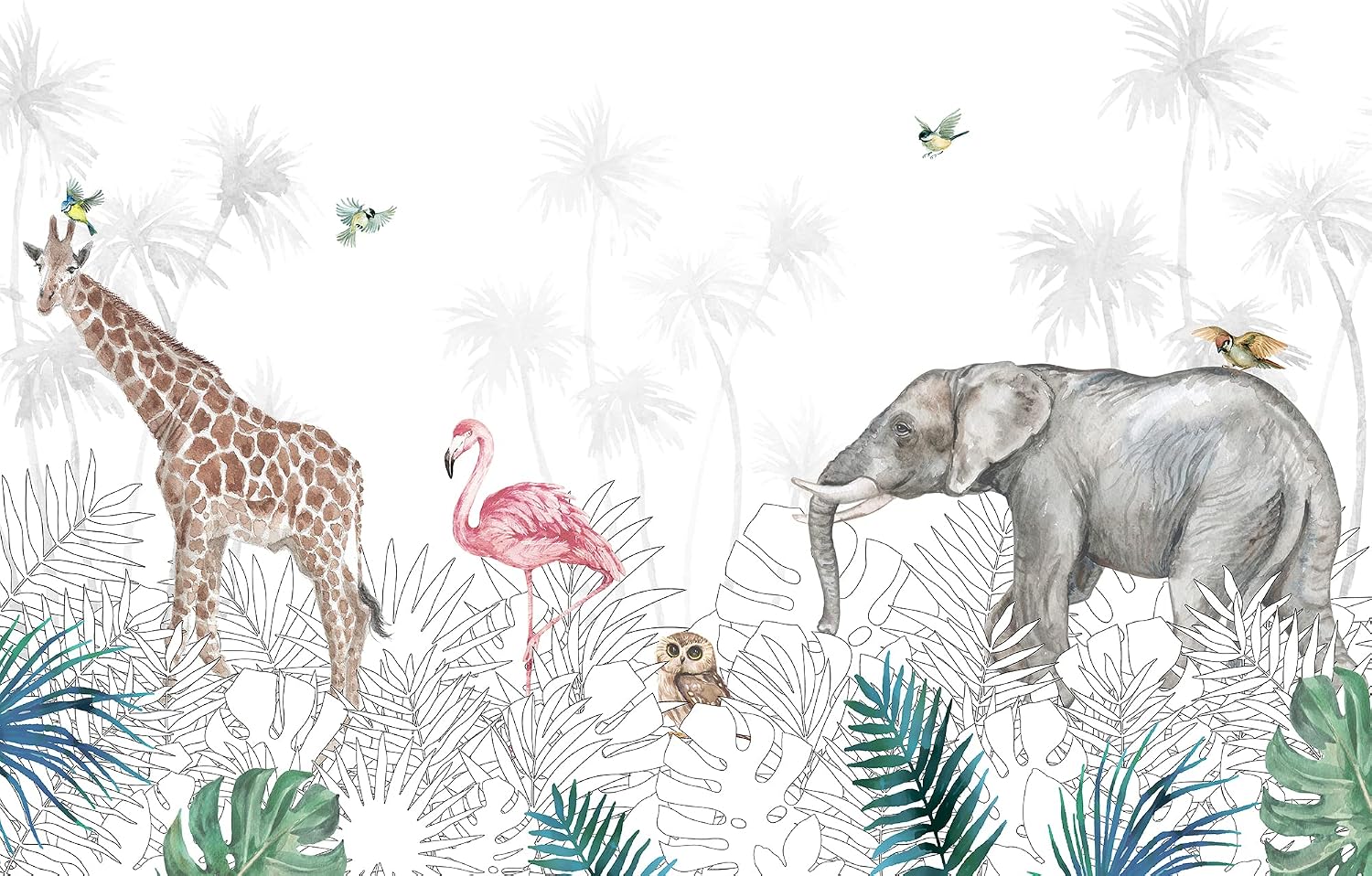 WS Wallpaper Peel and Stick Wallpaper Vinyl Self-Adhesive Cute Animals Inspirational Nursery Decoration for Kids Room Living Bedroom (185 x 100 in)