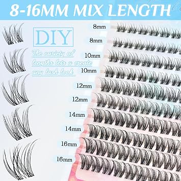 Lash Clusters Natural Wispy Eyelash Clusters Clear Band 8-16mm Cluster Eyelash Extensions CD Curl 100pcs Clusters Lashes
