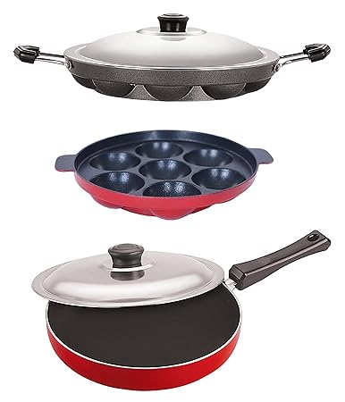 Nirlon 3 Layer Non-Stick Coated Heat Resistance Aluminium Cookware Utensils, 2.6mm_FP12_AP(7)_AP(12)