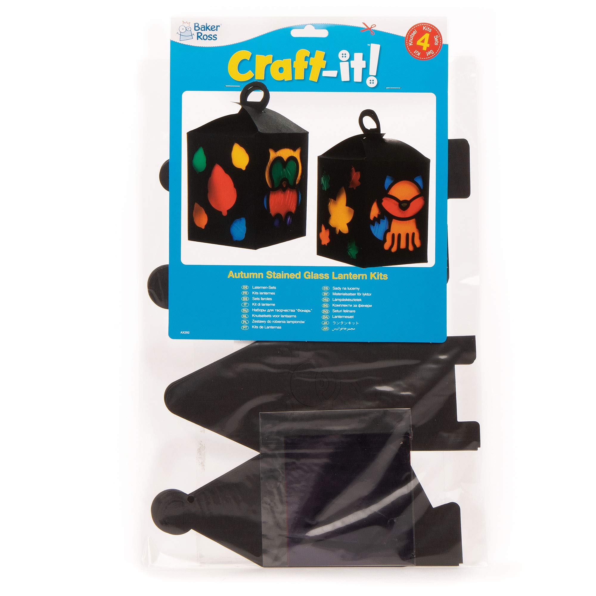 Kit De Linternas De Otoño Baker Ross | 4 Manualidades 3D Con Celofán De Colores Para Niños