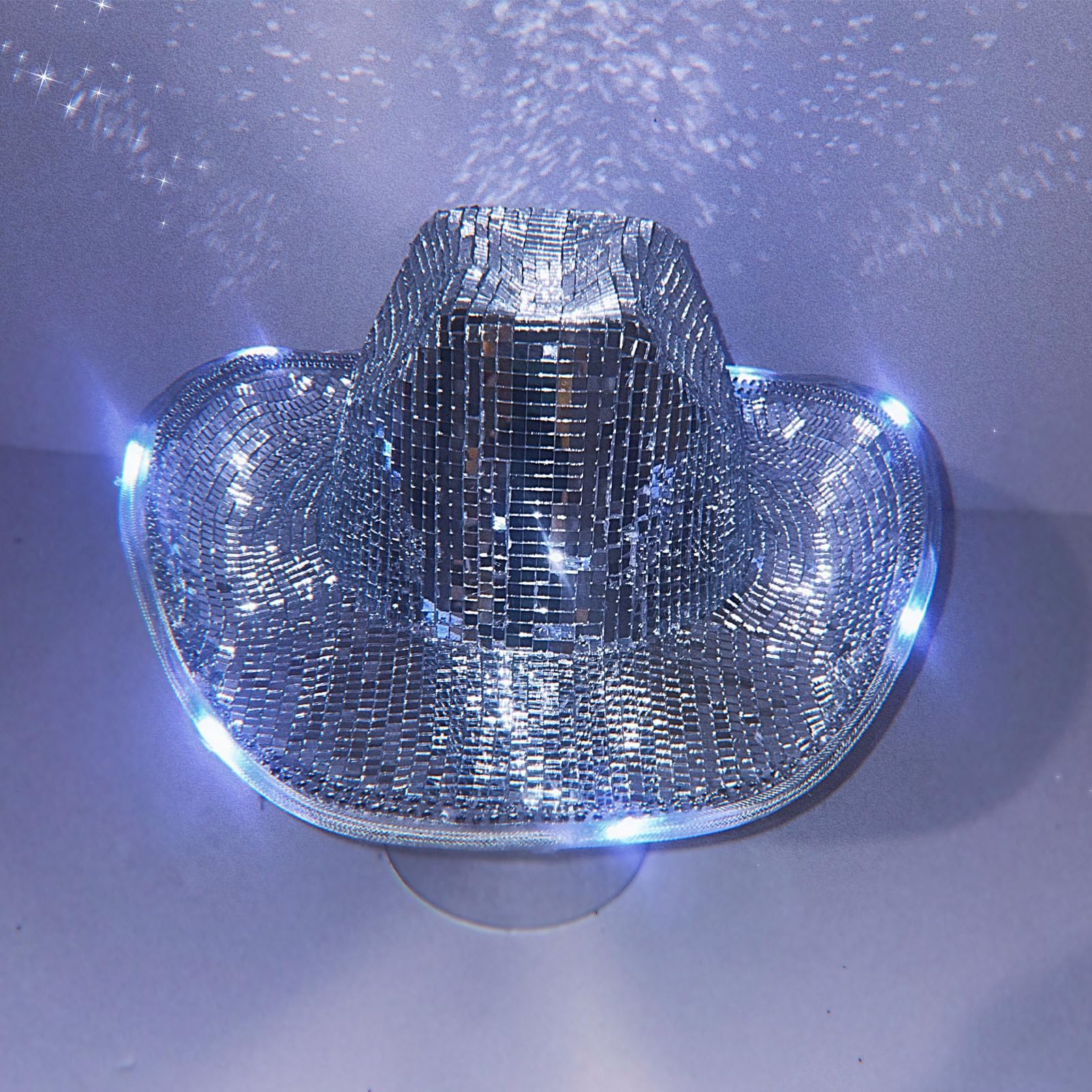 Générique Disco-Cowboyhut, Cowboyhut mit Pailletten, Discokugel