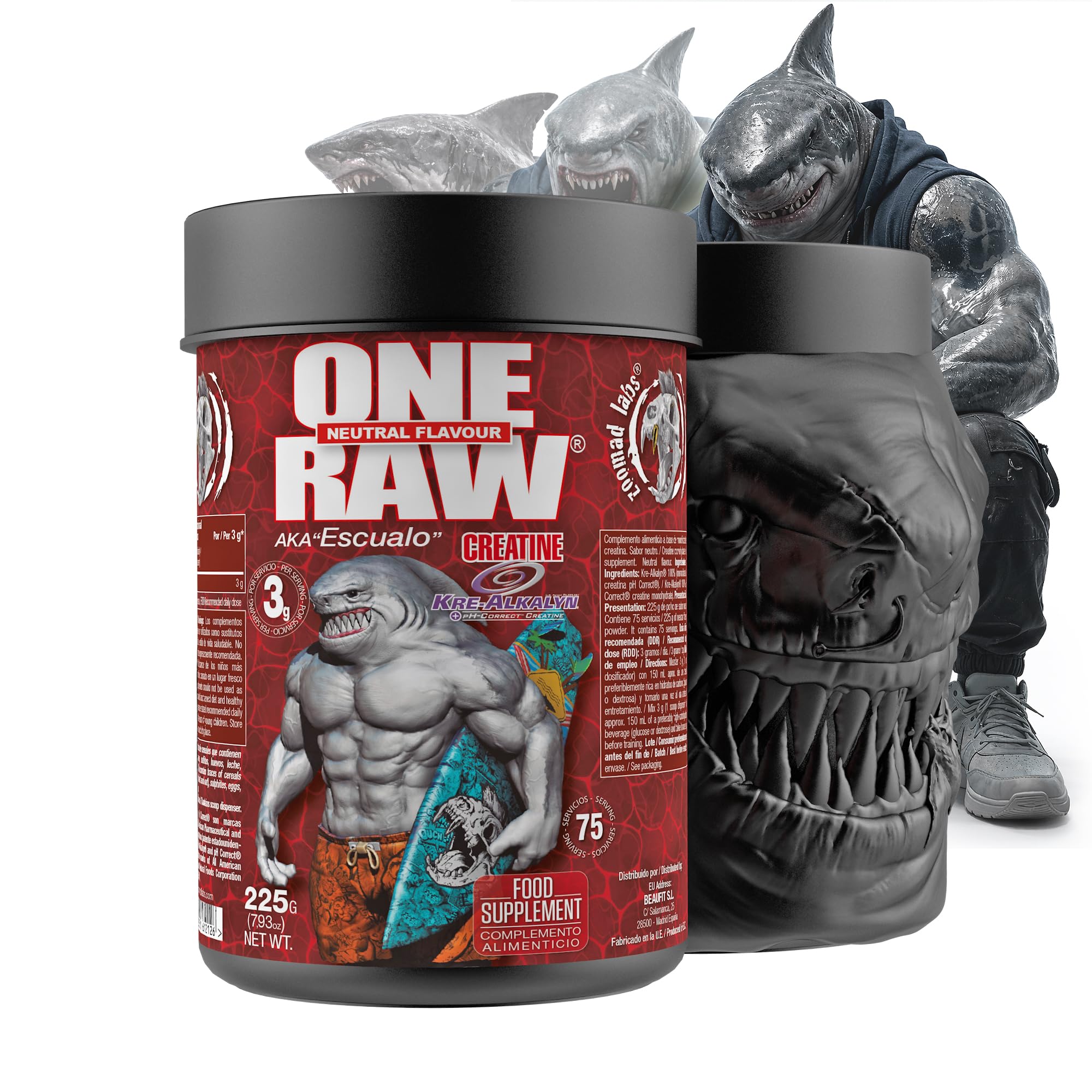 Zoomad Labs ONE RAW® Creatina Kre-Alkalyn® – Creatina Alcalina Alta Biodisponibilidad en Polvo | Fuerza y Recuperación Muscular | Creatine Alkaline Powder | 75 Servicios | Bote 3D Coleccionable