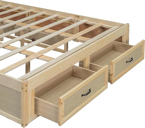 Miniatura 37 de SOFTSEA Cama de almacenamiento de tamaño individual con cajones de almacenamiento, no necesita somier (cereza) Cereza,Blanco,Gris (Antique