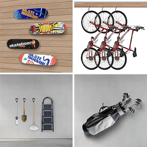 Miniatura 4 de Sinoer Paquete de 8 ganchos resistentes para bicicleta, gancho de almacenamiento con tornillo, para organización y almacenamiento de pared y techo