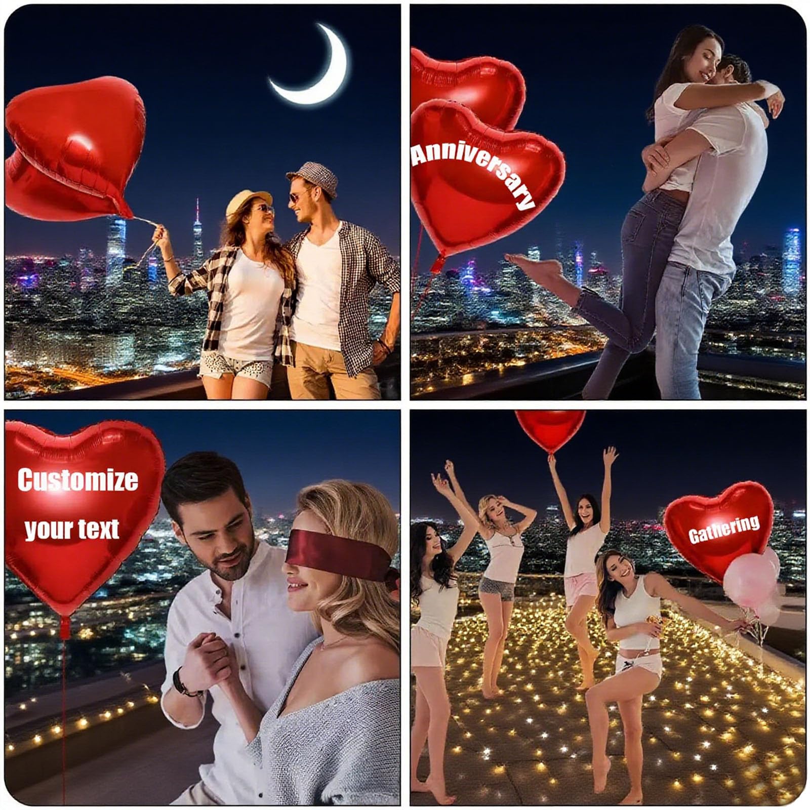 Palloncini Personalizzati Customize Logo and Text Forma Di Cuore Alluminio Palloncini Feste Matrimonio Decorazioni D'amore Articoli Idea Feste Anniversario (Personalizza, 91cm/36in)