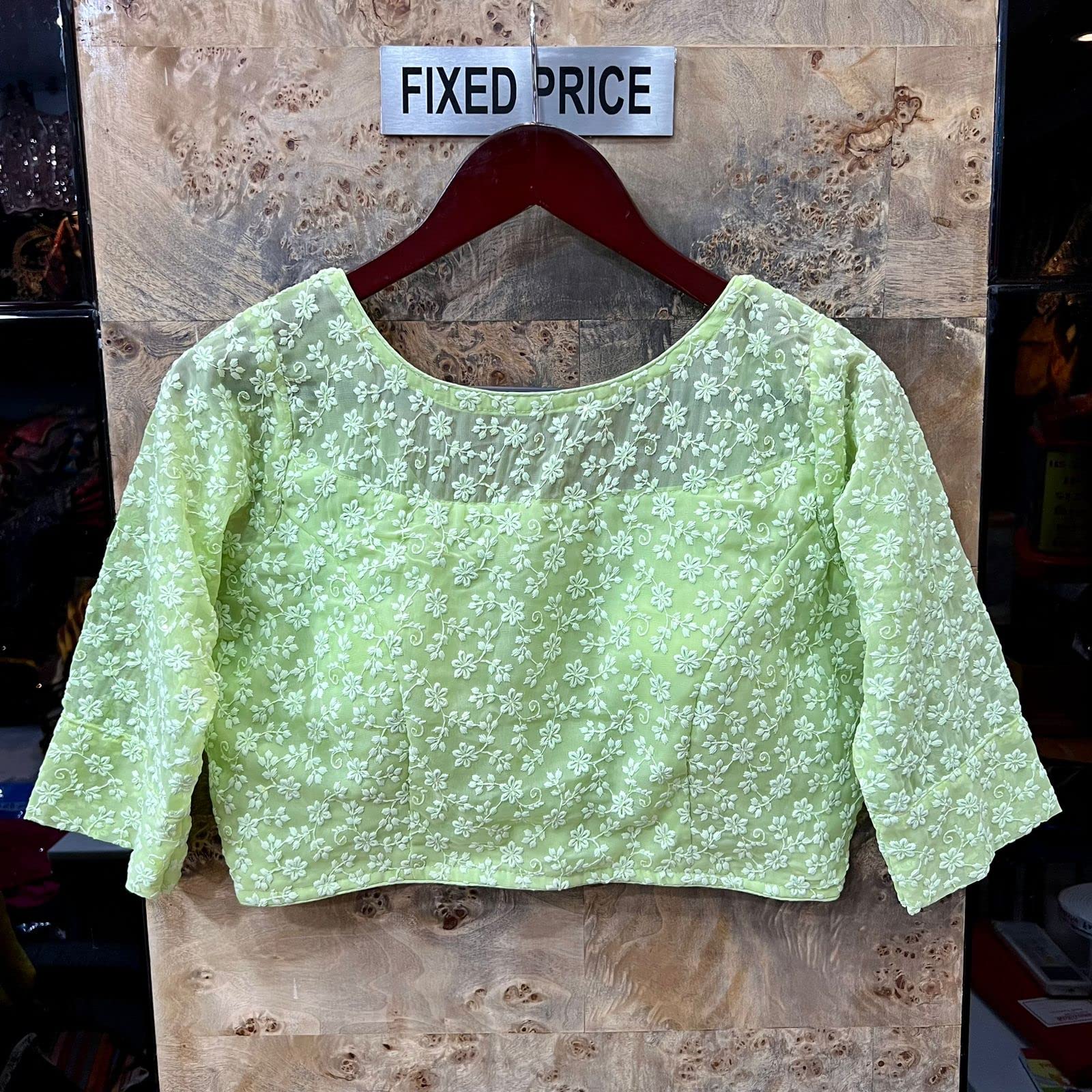 Vihu Fashion Womens Readymade Fancy Sifli Work Half Sleeve Saree Blouse.(Sifli Flower Pista_38)