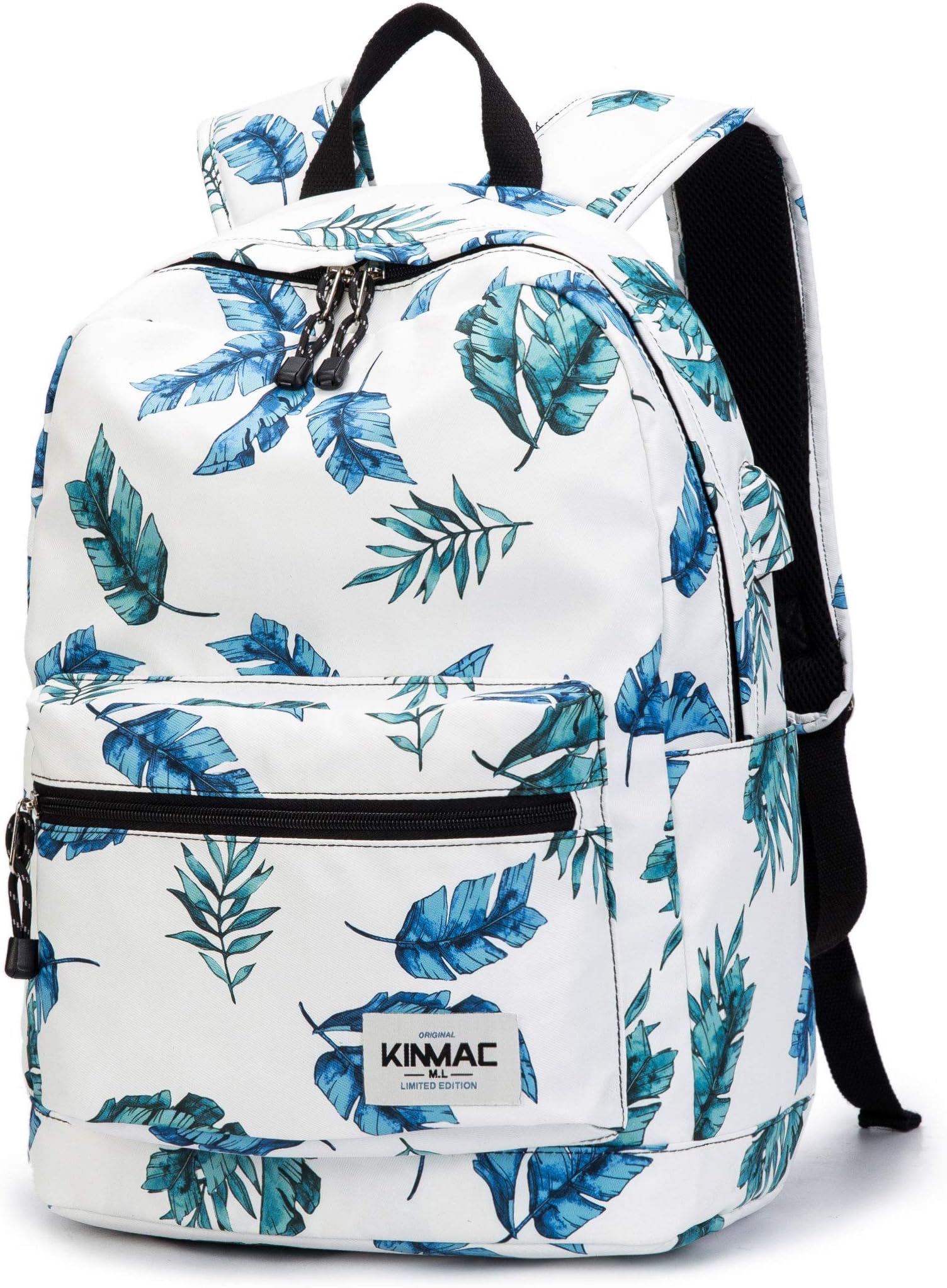 Kinmac Waterproof Laptop Travel Outdoor Backpack with USB Charging Port for 13 inch 14 inch and 15.6 inch Laptop (Banana Leaf)