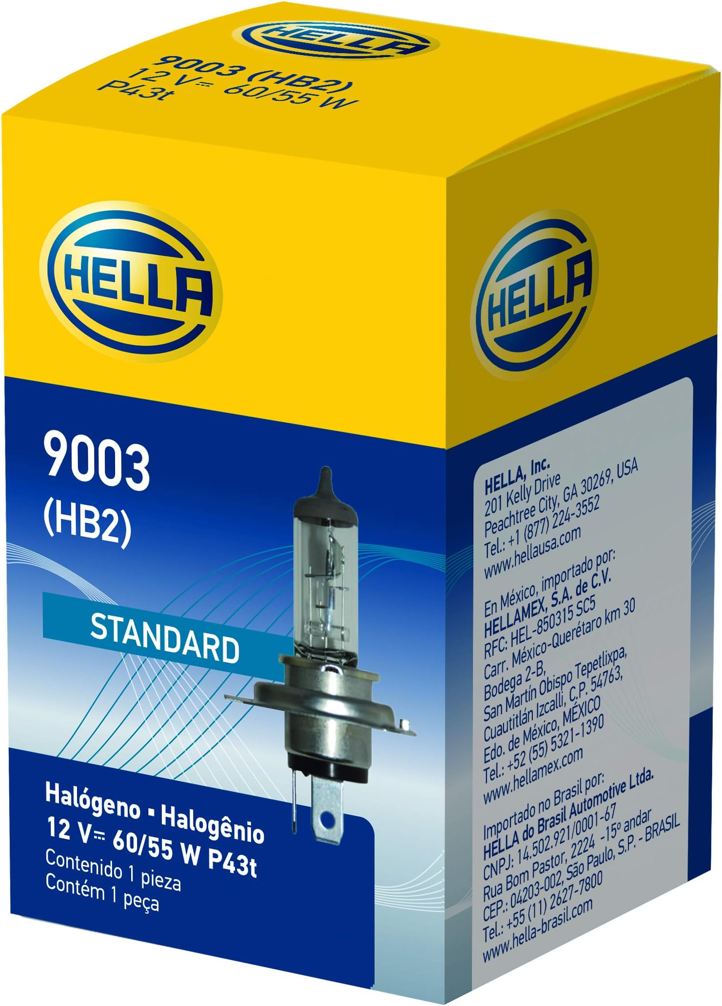 HELLA 9003 Standard Halogen Bulb, 12 V, 60/55W, Clear, Standard - 60/55W