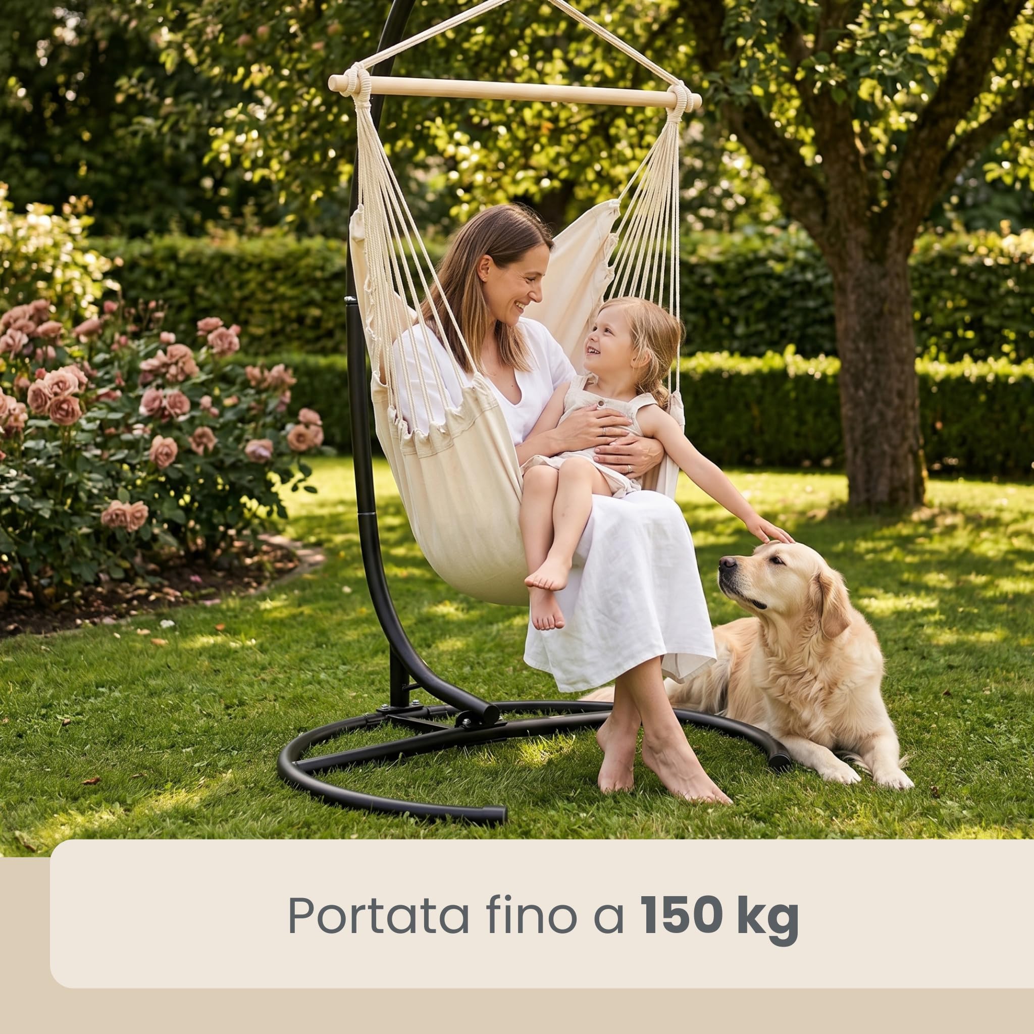 AMANKA Fino a 150kg: Supporto per Sedia a Dondolo da Esterno - XL Supporto Sedia Sospesa - 210cm Base per Poltrona Sospesa - Struttura per Poltrone da Giardino Altalena da Camera Sedie da Giardino