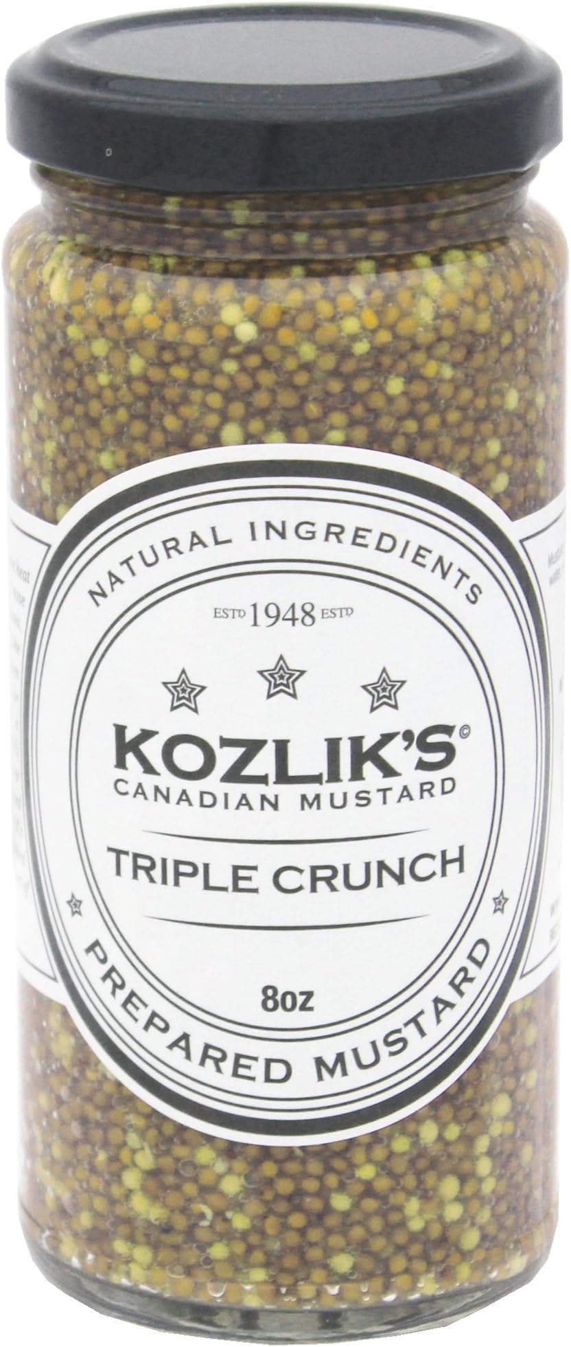 Kozliks Triple Crunch Hot & Sweet Brown Yellow Dijon Natural Gluten Free Non-GMO Mustard, 8.5oz Jar
