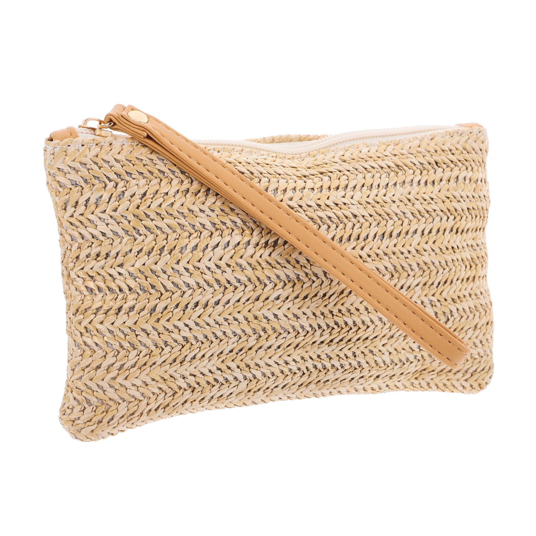NOLITOY Summer Straw Clutch Purse Women's Straw Bag Zipper Beach Handbag for Vacation