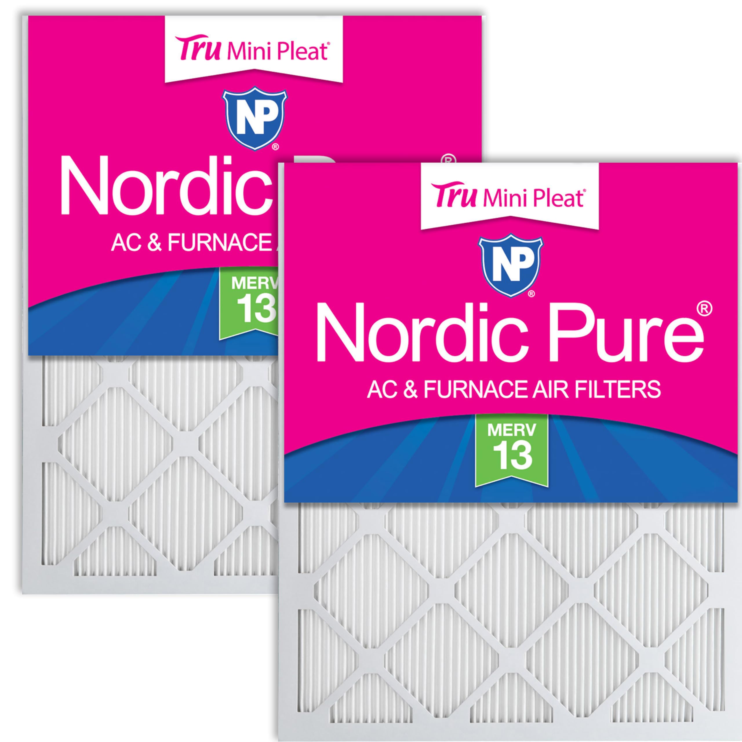 Nordic Pure 10x20x1 Tru Mini Pleat MERV 13 AC Furnace Air Filters 2 Pack