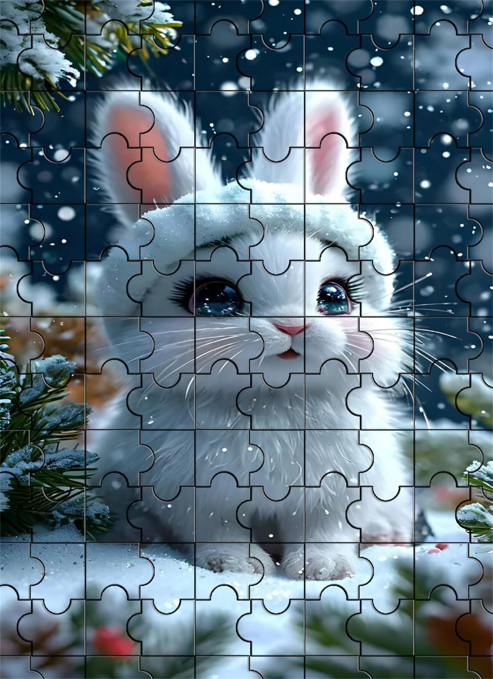 2000 Teile Puzzle Für Erwachsene,Winterhase DIY-Puzzle,Kreative Unterhaltung, Spaß, Klassisches Puzzles Familienspiele